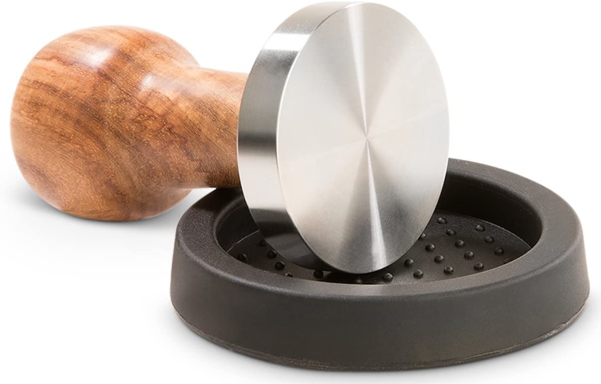 Stempel für Espresso, Kaffee Coffee Barista Tamper - Durchmesser 51 mm  & Stempel Matte Ablage für Tischkante